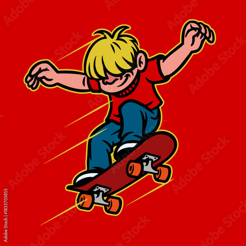 Jumping Skater Boy Character Mascot