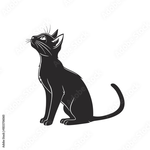 Cute Black Cat Silhouette Minimalist Vector Illustration