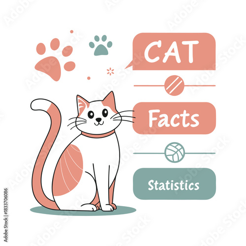 Cute Cat Minimalist Vector Illustration in White Background