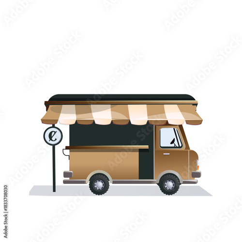 Food truck illustration, cartoon style