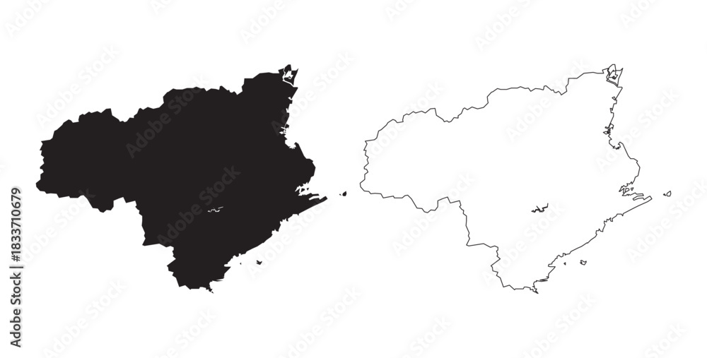 Naklejka premium Minimalist black silhouette vector map of Tokushima Prefecture Japan on dark background