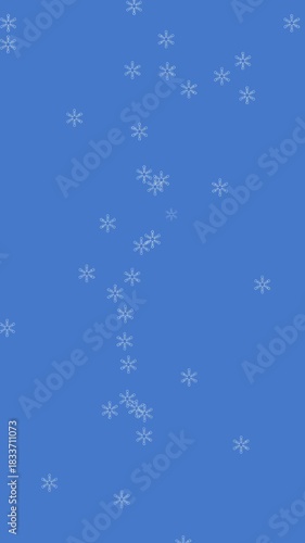 white snow animation with vertical blue screen for winter or Christmas theme background