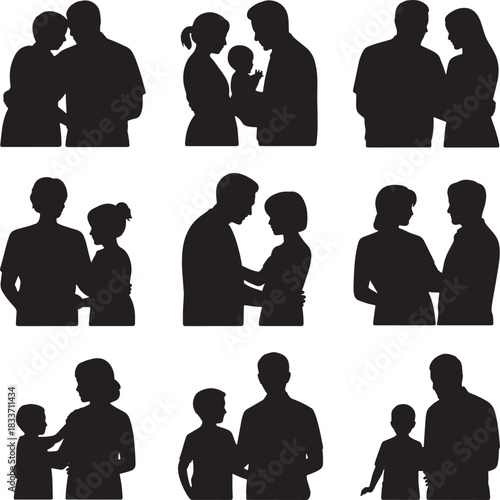 Affectionate Couples Portraits Expressing Intimacy and Tenderness Silhouettes