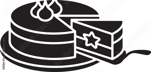 Cake silhouette illustration dessert bakery with slice and star celebration treat