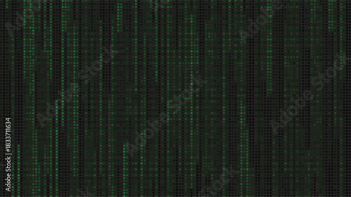 Abstract background with green vertical digital rain resembling a flowing data matrix