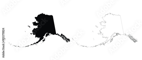 Alaska Blue Map White Background Vector