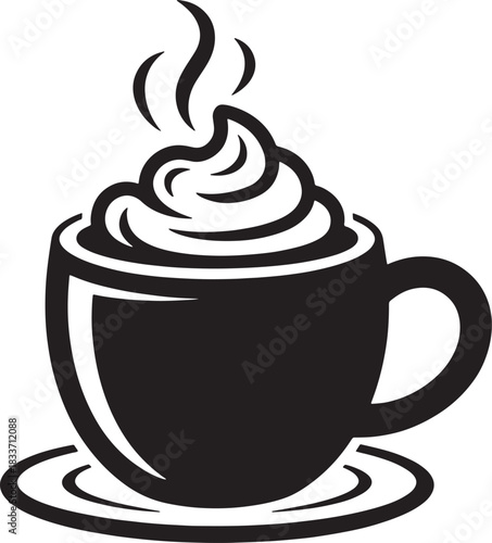 Hot chocolate drink illustration with cream sweet beverage cup design cafe