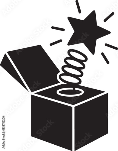 Jack in box springing star isolated on transparent background suprise