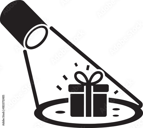 Spotlight Presentation of Gift Isolated on Transparent Background Vector Illustration