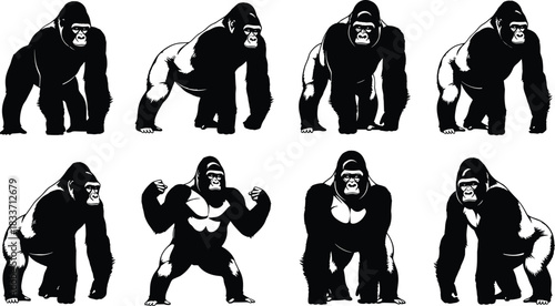 Here is a title and a comprehensive list of keywords, optimized for Adobe Stock and SEO, based on the gorilla image you provided.