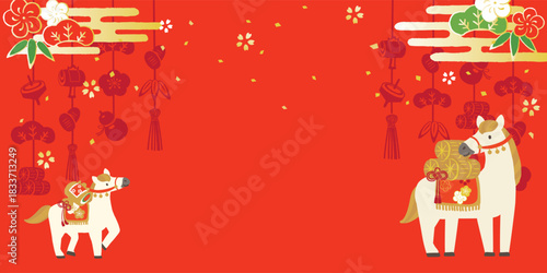 2026年　午年　正月背景イラスト