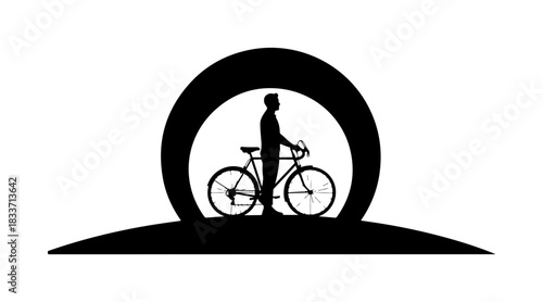 Cyclist and Bicycle Silhouette Icon