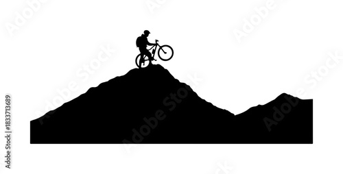 Mountain biker conquers peak, achieving ultimate adventure and freedom