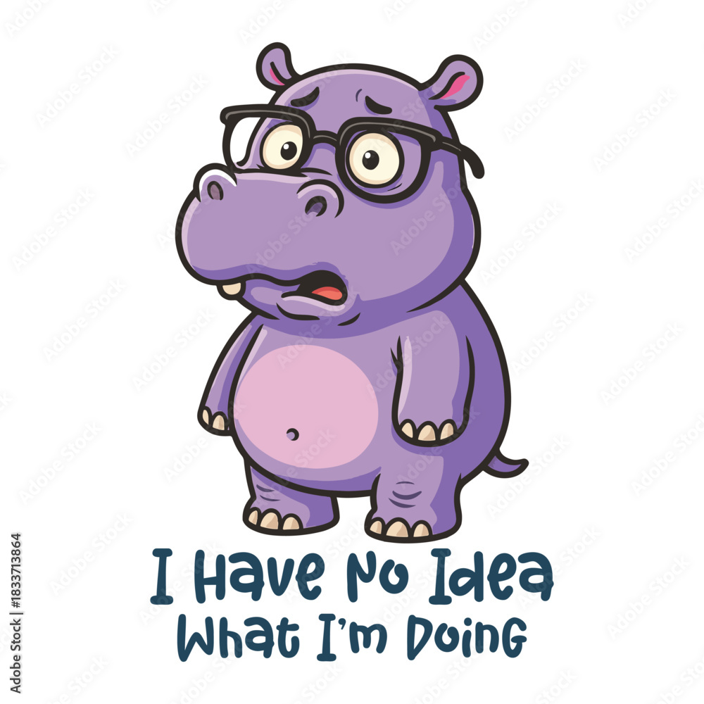 Naklejka premium I Have No Idea What I'm Doing Shirt Design, Sarcastic Animal Quote T-shirt, Funny Snarky Animal With Humor Saying, Cute Funny Animal Clipart, Sarcasm Design Mug Illustration 