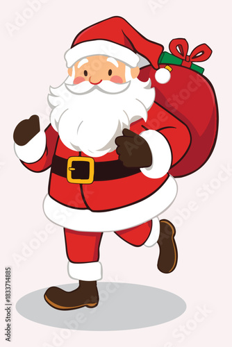 Jolly Santa Claus with Gifts – Festive Christmas Holiday Character Illustration