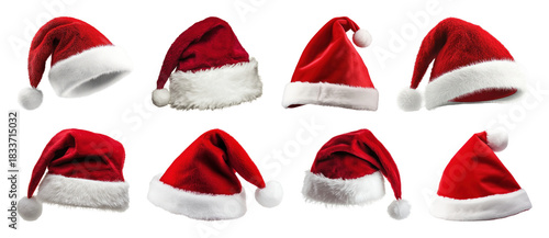 Wallpaper Mural PNG Variety of festive Santa hats, element set on transparent background Torontodigital.ca