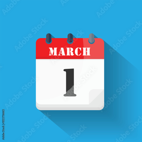 Calendar icon displaying March 1st date in a modern flat design style