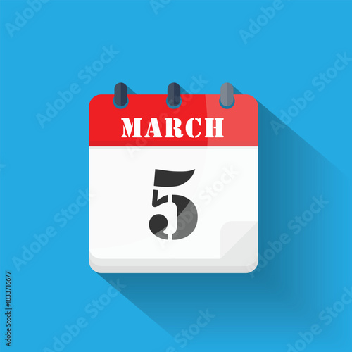 Calendar icon displaying March 5th date in a modern flat design style