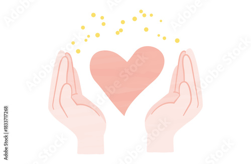 両手でハートを包み込んでいるイメージのイラスト