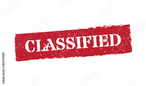 Red rubber stamp with the word Classified on isolated white background
