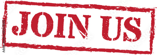 Join us red rectangular grunge rubber stamp vector invitation sign