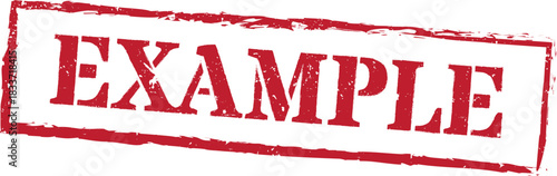 Example red rectangular grunge rubber stamp vector test word illustration
