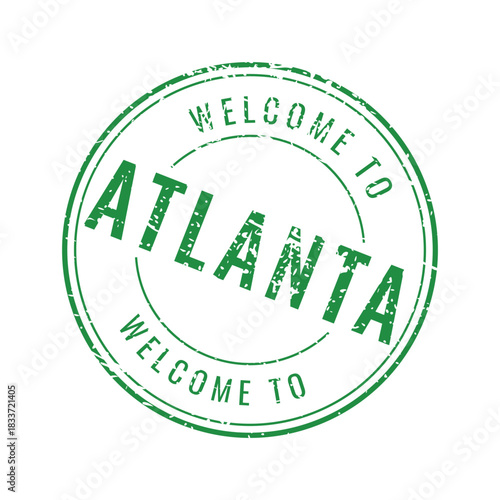 Welcome to Atlanta Georgia green circular grunge rubber stamp