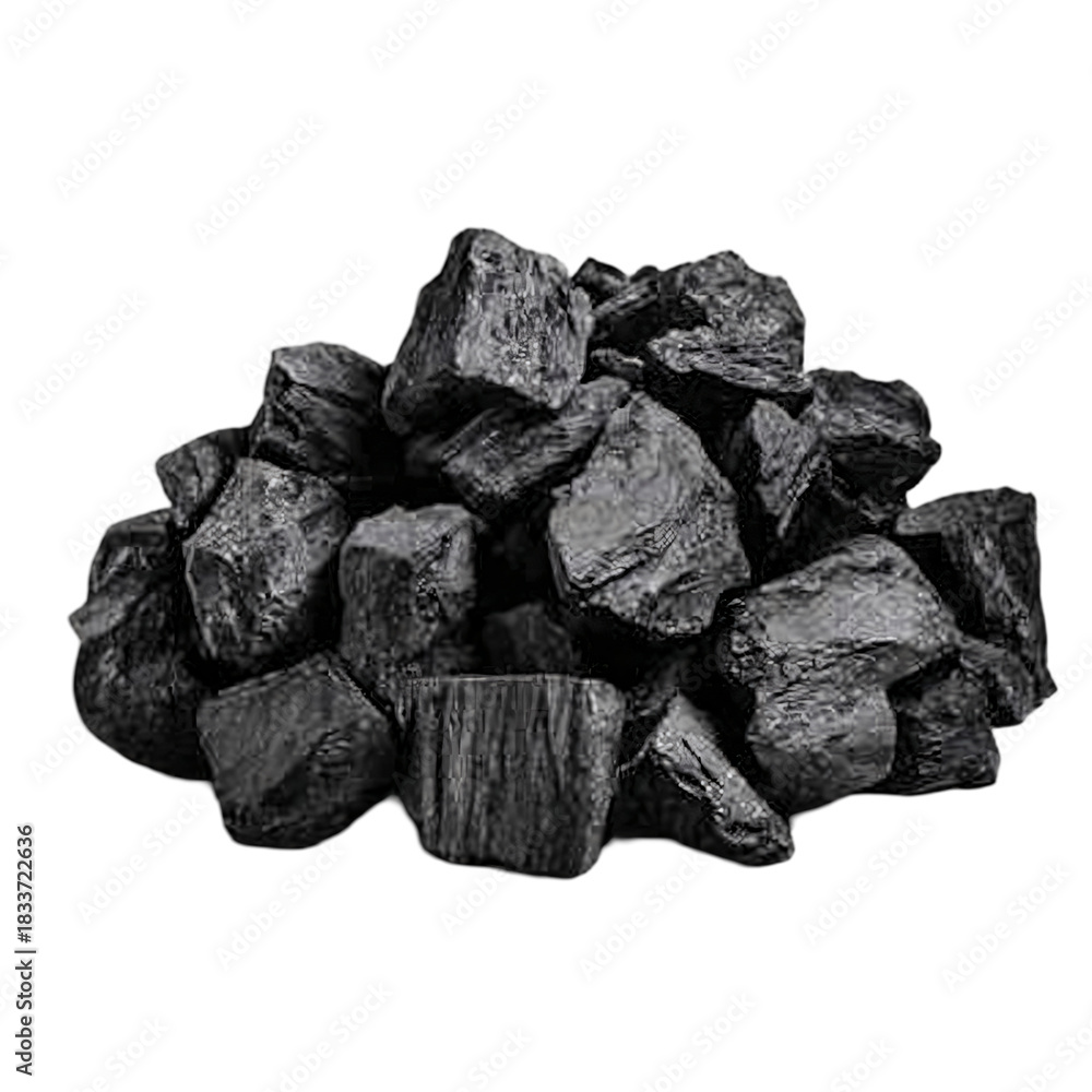 Fototapeta premium Pile of raw coal energy for industrial use, representing fuel resources and mining operations, essential in power generation and heating systems globally