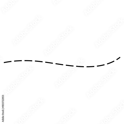 Hand drawn squiggle dashed lines. Decorative swirl element.