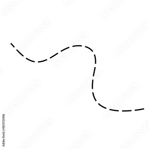 Hand drawn squiggle dashed lines. Decorative swirl element.