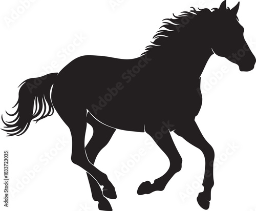 Silhouette of a running horse