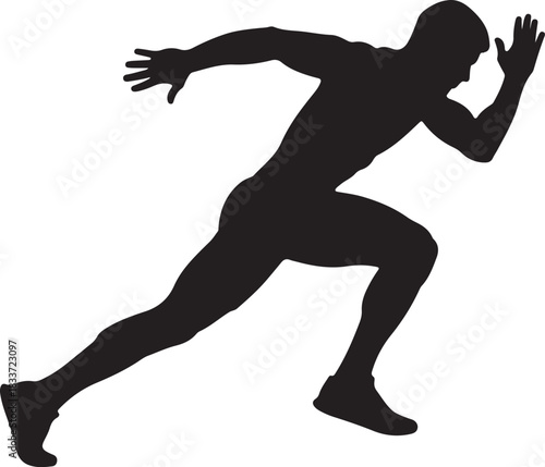 Silhouette of a male athlete sprinting in a dynamic running pose