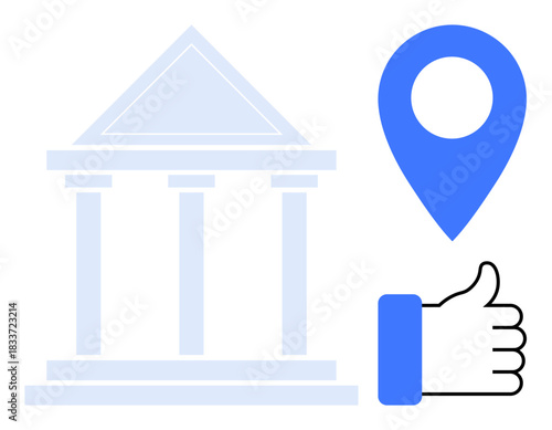 Location tracking concept. Location icons access and services, navigation tools enabling easy government service identification. For navigation, government services, geolocation apps, public