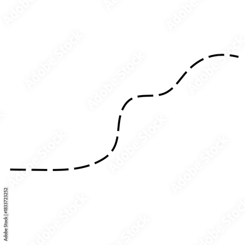 Hand drawn squiggle dashed lines. Decorative swirl element.