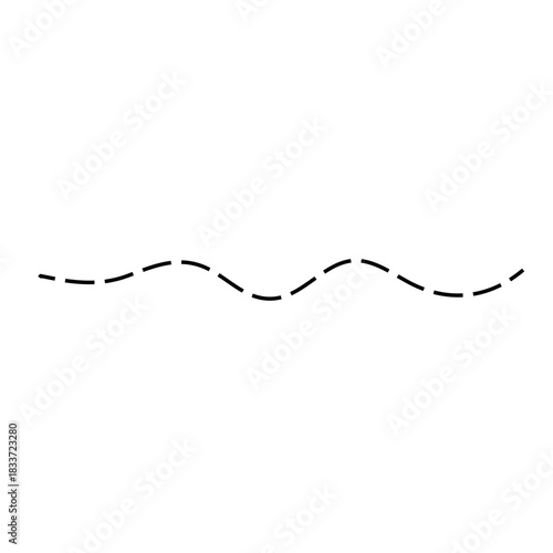 Hand drawn squiggle dashed lines. Decorative swirl element.