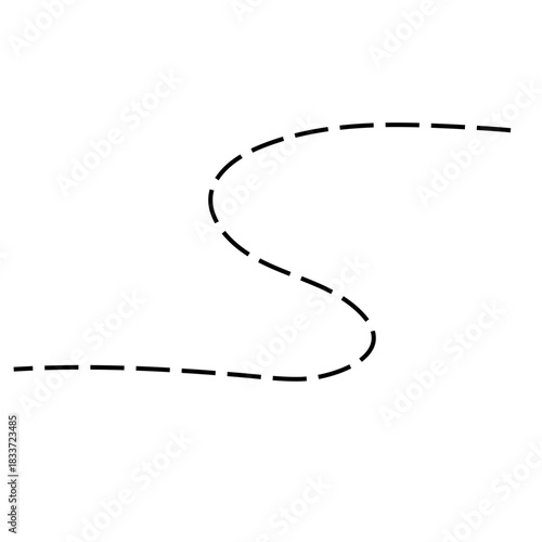 Hand drawn squiggle dashed lines. Decorative swirl element.