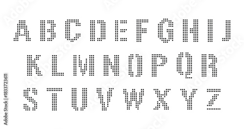 LED style alphabet capital letters vector illustration dotted digital display
