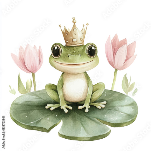 Smiling Frog Prince Wearing a Golden Crown.