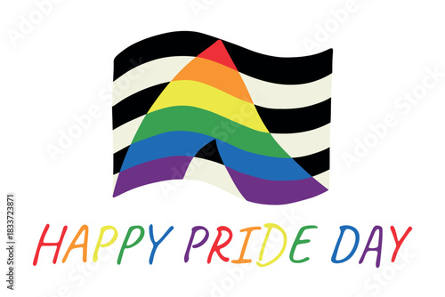 Colorful Straight ally pride flag Happy pride day LGBTQ community Pride Month Vector hand drawn doodle for posters, stickers, logo, cards
