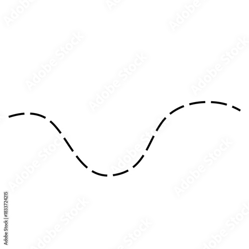 Hand drawn squiggle dashed lines. Decorative swirl element.