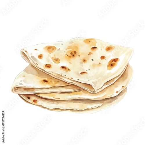 Stack of freshly baked flatbreads golden brown and ready to eat.