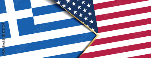 Greece and United States flags overlapping symbolizing strong historic alliance and diplomatic ties