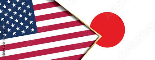 United States and Japan flags overlapping symbolizing strong alliance and economic partnership