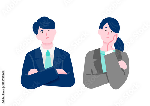 困り顔の男女ビジネスパーソンのイラスト