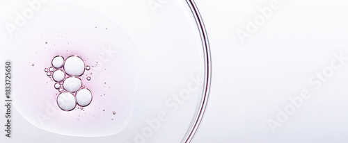 A sample of body cosmetics in a Petri dish. Copy space