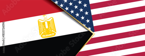 Egypt and United States flags symbolizing geopolitical partnership diplomatic relations and alliance