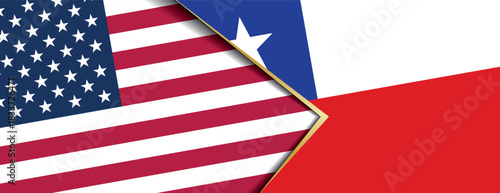 United States and Chile flags abstract geometric background showing international alliance cooperation