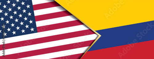 United States and Colombia flags abstract geometric background showing international alliance cooperation