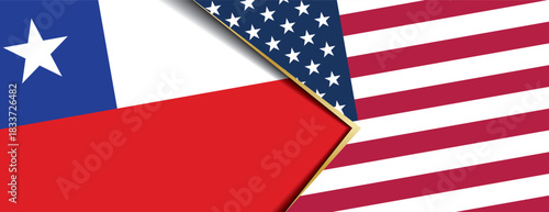 Chile and United States flags overlapping abstract background international relations diplomacy