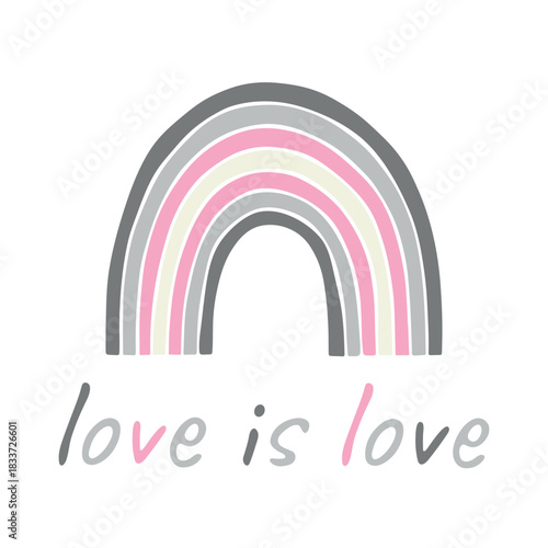 Colorful rainbow shape Demigirl pride flag Happy pride day LGBTQIA community Pride Month Vector hand drawn doodle for posters, stickers, logo, cards